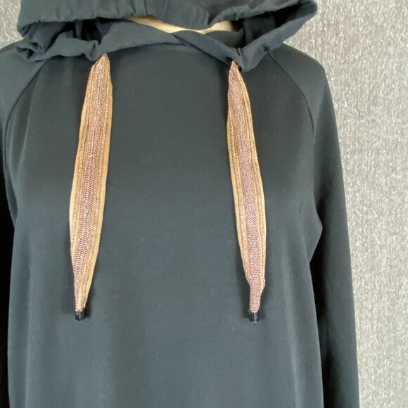 Brunello Cucinelli Pockets Hoodie Dress Womens Large Black Long Sleeve Italian - Picture 2 of 16